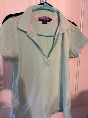 Vineyard Vines Mint Green Polo with Pink Trim